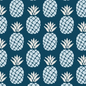  ikat pineapples on lapislazuli blue  | medium