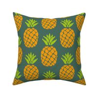 ikat pineapples lime and marigold on pine | medium