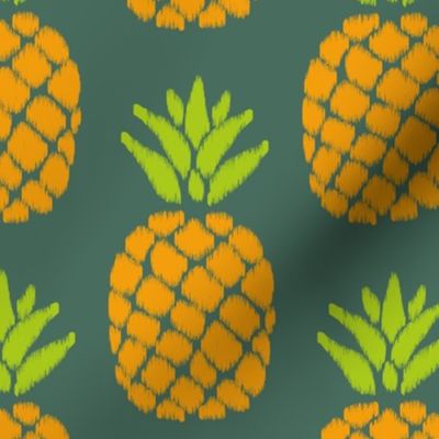 ikat pineapples lime and marigold on pine | medium