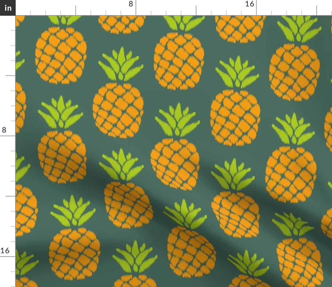 ikat pineapples lime and marigold on pine | medium