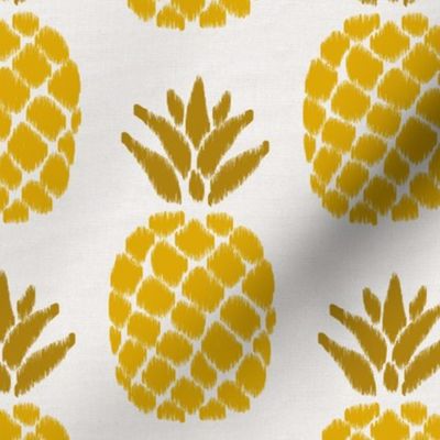 ikat pineapples in marigold on light gray | medium