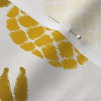 ikat pineapples in marigold on light gray | medium