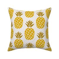 ikat pineapples in marigold on light gray | medium