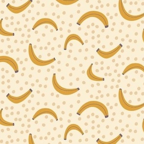 Yellow bananas on cream, fun modern summer tropical fruit print  