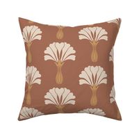 Large Stylised Floral on Burnt Orange Terracotta