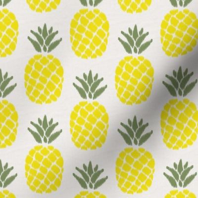 ikat pineapples in lemon lime and sage on linen | small