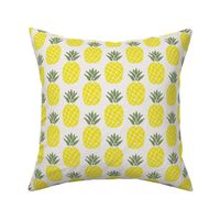 ikat pineapples in lemon lime and sage on linen | small