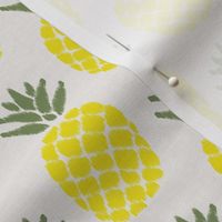 ikat pineapples in lemon lime and sage on linen | small