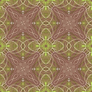Non-directional lacework in green and beige