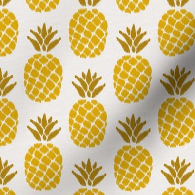 ikat pineapples in marigold on light gray | small