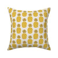 ikat pineapples in marigold on light gray | small