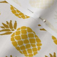 ikat pineapples in marigold on light gray | small