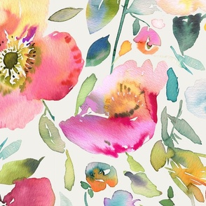 Artistic poppies Spring Watercolor wedding floral Multicolor Jumbo Large