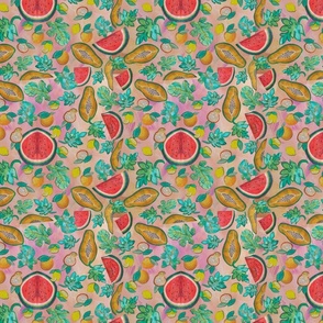 Tropical juicy fruits in peach base 060623