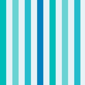 Summer Teal Vertical Bold Stripe Pattern