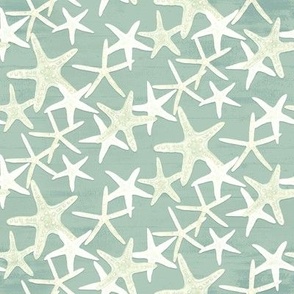 8" Starfish Toss Aqua Blue Green Rustic Wood by Audrey Jeanne