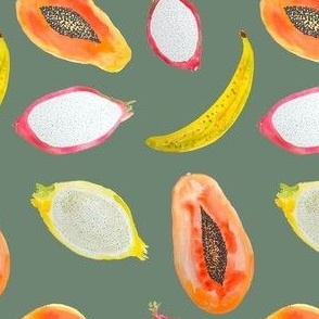 Watercolor Tropical Fruits // Boho Sage