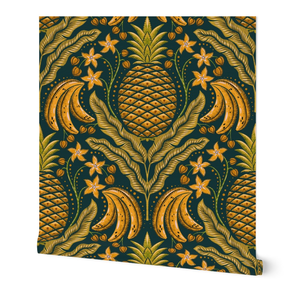 Tropical Fruit Damask - 100% human made - No AI