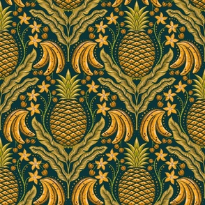 Tropical Fruit Damask - 100% human made - No AI