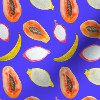 Watercolor Tropical Fruits // Neon Periwinkle