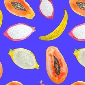 Watercolor Tropical Fruits // Neon Periwinkle