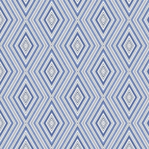 French Linen Fresh Blue White Summer Striped Rhombus Pattern Smaller Scale