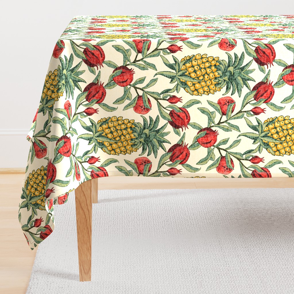 Pineapples And Pomegranates -Large -Cream -Texture