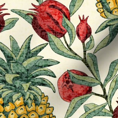 Pineapples And Pomegranates -Large -Cream -Texture