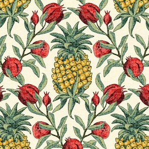 Pineapples And Pomegranates -Large -Cream -Texture