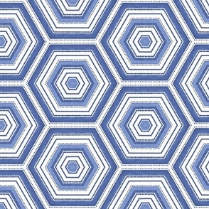 French Linen Fresh Blue White Striped Honeycomb Summer Pattern