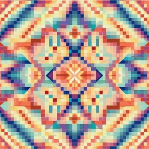 Pastel Mosaic Tribal Sunrise Blanket Pattern 1