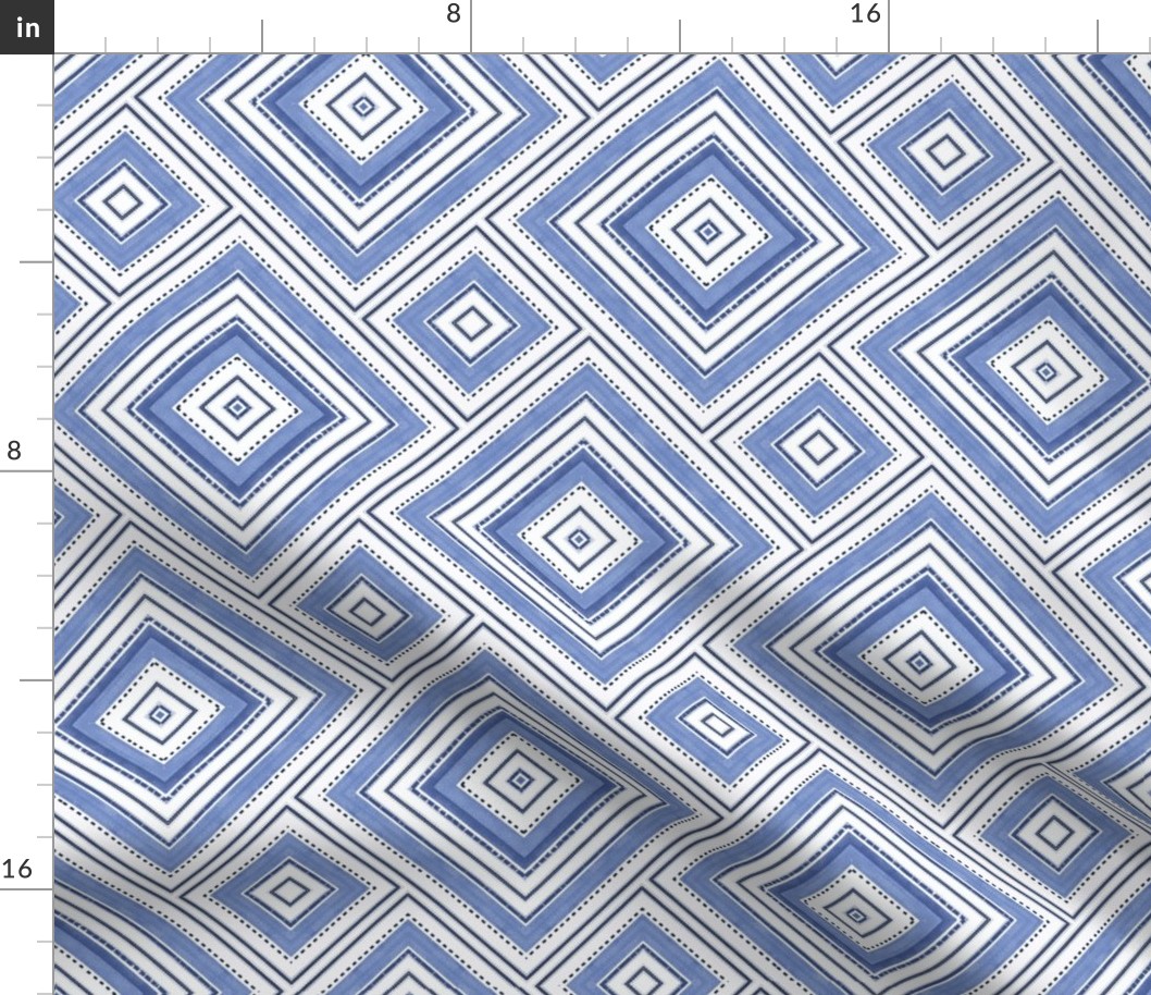French Linen Fresh Blue White Stripe Cubics Summer Pattern