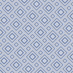 French Linen Fresh Blue White Stripe Cubics Summer Pattern Smaller Scale