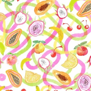 Rainbow Tropical Summer Fruits - Peach/Papaya/Lime - 20 inch