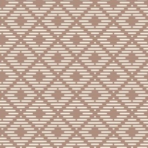 Quill Diamond: Rosy Brown & Off White Geometric, Lodge, American Indian, Cabin, Southwest