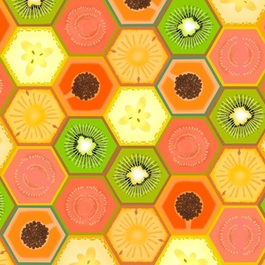 Tropical Fruit - Hexagons