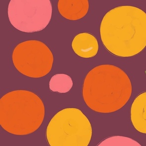 Exotic fruit dots. Lemon, orange, pink grapefruit. Big scale.