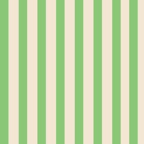 Grass Green and Cream Vertical Candy Stripe 