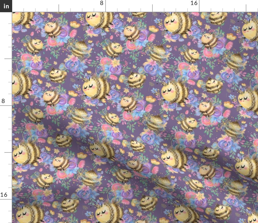 Bee Floral Purple