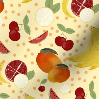 Tropical Fruit Salad | Watermelon, Banana, Lemon, Mango & Cherries | Small Scale