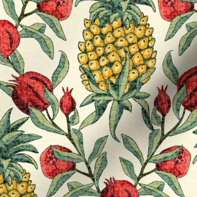Pineapple And Pomegranates - Medium - Cream - Textured