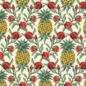 Pineapple And Pomegranates - Medium - Cream - Textured