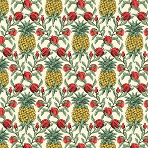 Pineapples And Pomegranates - Small - Cream - Textured
