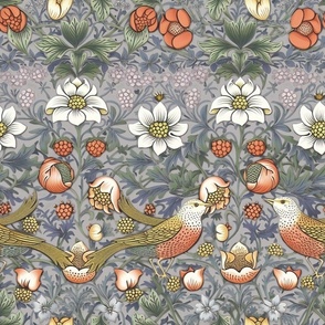 Berry Symphony - Muted/Gray - William Morris Wallpaper -New 