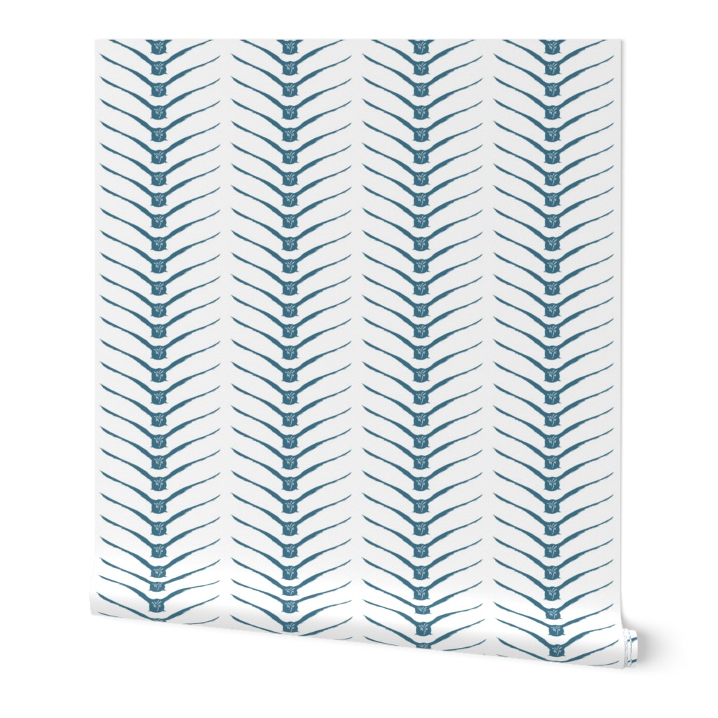 owl herringbone blue