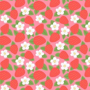 Sweet Strawberry Garden - Strawberries & Blossoms decor fabric