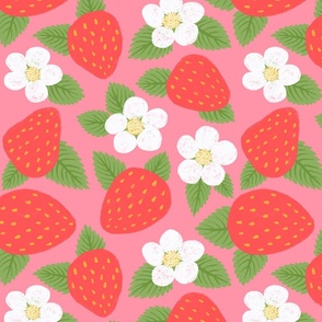 Sweet Strawberry Garden - Strawberries & Blossoms decor fabric (large)
