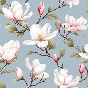 Magnolia Grace - Pink/Pale Blue - Wallpaper - New for 2023