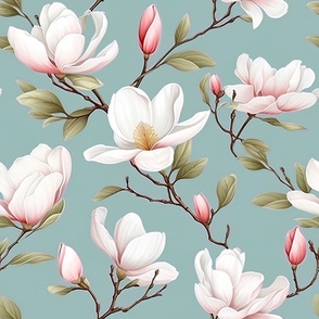 Magnolia Grace - Pink/Dusty-Sage - Wallpaper - New for 2023