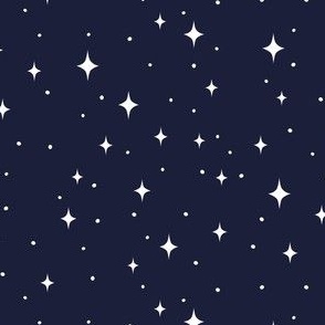 Spaced Out - Space Stars - Navy Blue + White